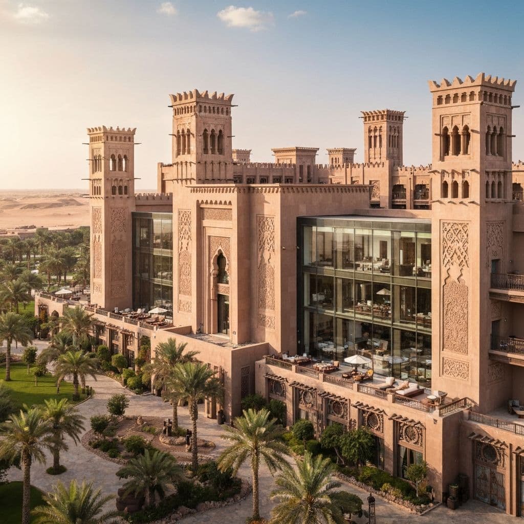 Desert resort hotel in Al-Ula built in traditional Saudi architectural style