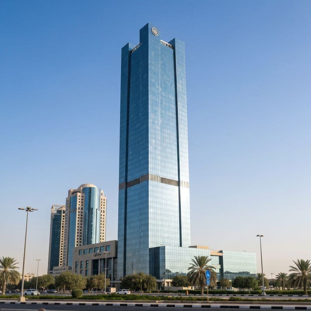 Glass skyscraper tower in the King Abdullah Financial District, Riyadh